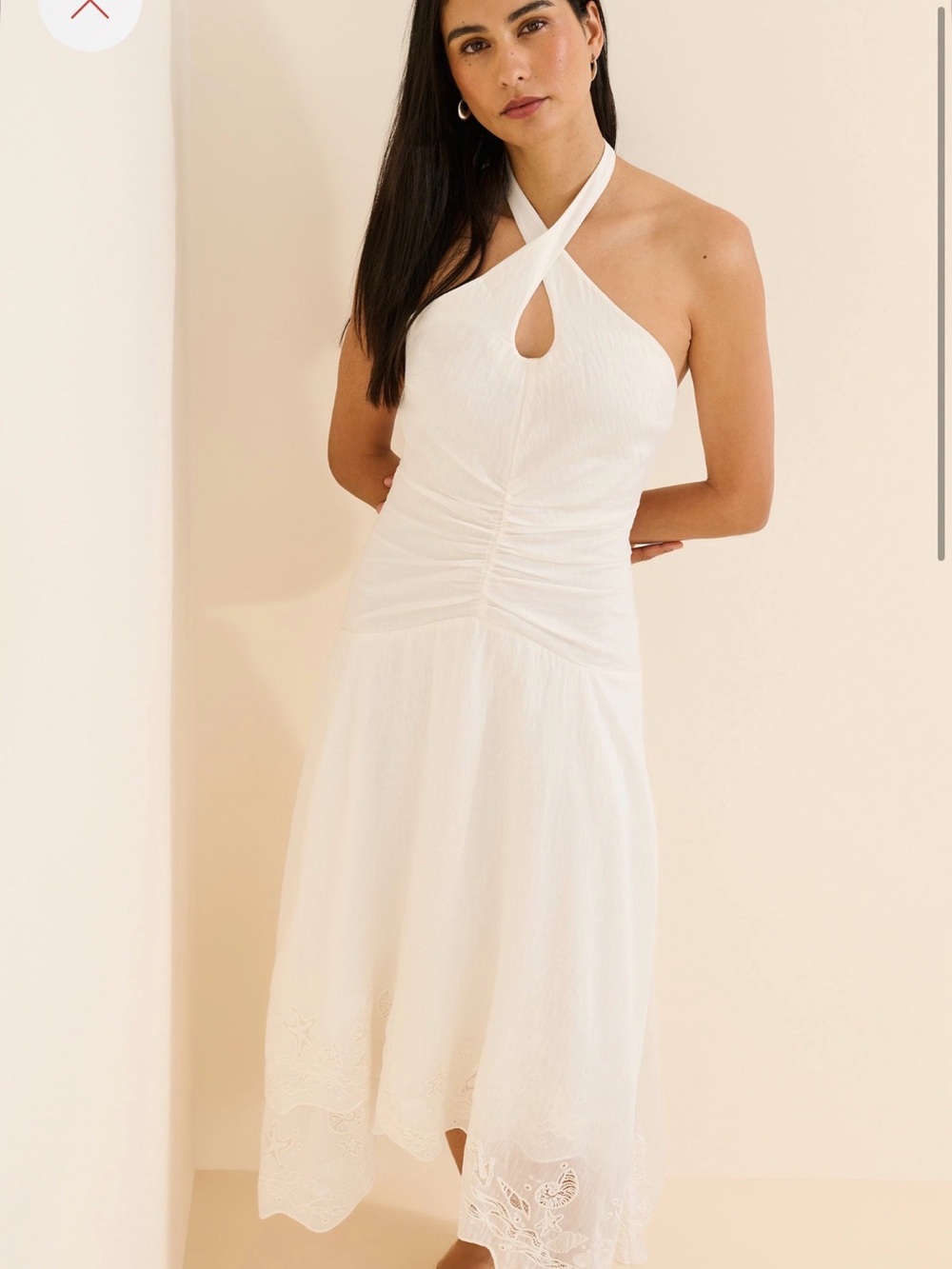 AMUR White Halter Maxi Dress with Keyhole
